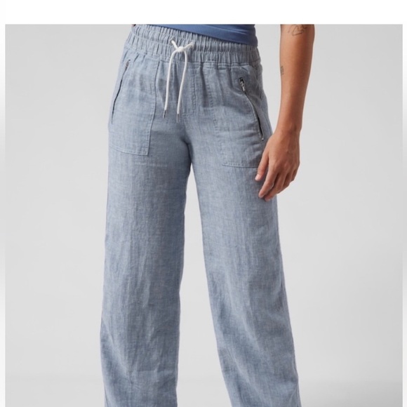 Athleta Cabo Linen Wide Leg Pants Size 4 - Picture 1 of 12